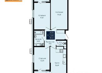 Продается 3-комнатная квартира, 80.64 м2, поселок городского типа Заозерное, улица Аллея Дружбы, 2Д