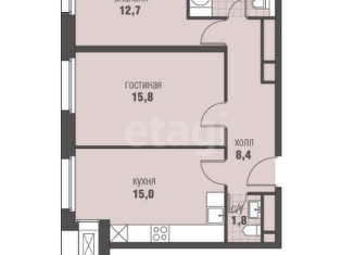 Продам 2-комнатную квартиру, 59.8 м2, деревня Румянцево, Садовая улица, 12А
