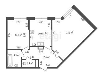 Продается 2-ком. квартира, 62.4 м2, Санкт-Петербург, улица Михаила Дудина, 23к1, улица Михаила Дудина