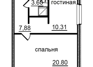 Однокомнатная квартира на продажу, 42.59 м2, Санкт-Петербург, Витебский проспект, 99к1, муниципальный округ Гагаринское