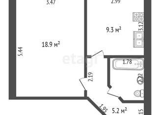 1-комнатная квартира на продажу, 38 м2, поселок Темерницкий, улица Мира, 2