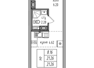 Продам квартиру студию, 21 м2, Санкт-Петербург, Заречная улица, 50