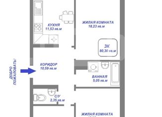 Продается 3-ком. квартира, 75.5 м2, Екатеринбург, Сызранский переулок, 17, Чкаловский район