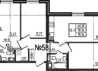 Продажа 3-комнатной квартиры, 78.34 м2, городской посёлок Янино-1, улица Тюльпанов, 2к1