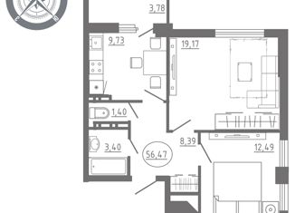 Продается 2-комнатная квартира, 58.7 м2, Орловская область, Раздольная улица, 29