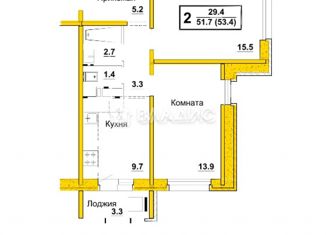 Продаю 2-ком. квартиру, 53.4 м2, Ковров, Ореховая улица, 20