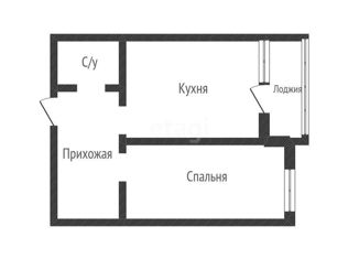Продается однокомнатная квартира, 33.7 м2, посёлок Российский, улица имени В.М. Комарова, 21Б