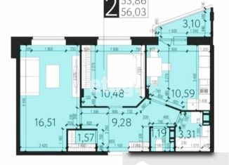 Продаю 2-ком. квартиру, 52.6 м2, Тула, Самоварная улица, ЖК Баташёвский Сад