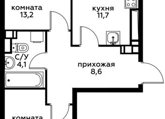 Продам 2-ком. квартиру, 51.4 м2, деревня Столбово, проспект Куприна, 38к2