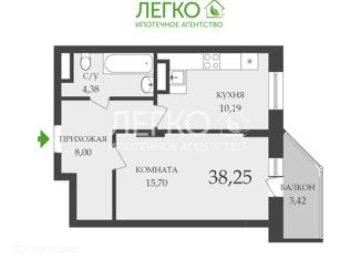 Продам однокомнатную квартиру, 38.25 м2, Новосибирск, ЖК Гурьевский
