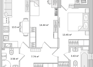 Продается 2-ком. квартира, 56 м2, Санкт-Петербург, Вазаский переулок, 3, Вазаский переулок