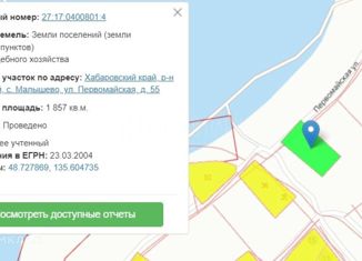 Продается участок, 18.6 сот., село Малышево, Первомайская улица