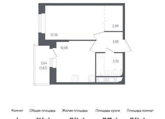 Однокомнатная квартира на продажу, 34.5 м2, Колпино, Загородная улица, 45к4