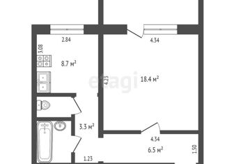 1-ком. квартира на продажу, 40.4 м2, Челябинск, улица Скульптора Головницкого, 28, Курчатовский район