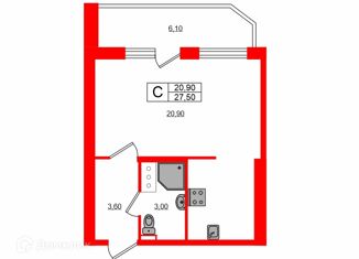 Продажа квартиры студии, 27.5 м2, Санкт-Петербург, Кондратьевский проспект, 68к4, Калининский район