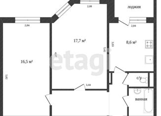 Продается 2-комнатная квартира, 55.1 м2, Тюменская область, улица Героев Самотлора, 24