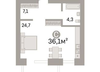 1-ком. квартира на продажу, 36.1 м2, Новосибирская область, улица Зорге, 281