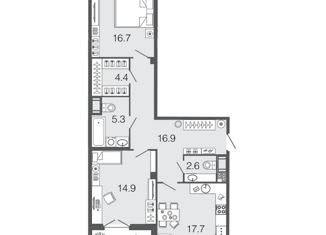 Продажа 2-комнатной квартиры, 78.4 м2, Санкт-Петербург, Барочная улица, 4, Барочная улица
