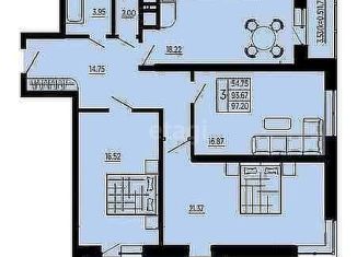 Продам 3-ком. квартиру, 94.8 м2, Краснодар, Уральская улица, 71к1, ЖК Галактика