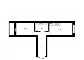 Однокомнатная квартира на продажу, 42.5 м2, Щербинка, квартал Южный, 5