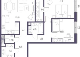 Продается двухкомнатная квартира, 81.68 м2, Санкт-Петербург, улица Стахановцев, 1, улица Стахановцев