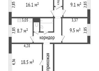 Продам четырехкомнатную квартиру, 77.6 м2, Красноярск, Краснодарская улица, 7