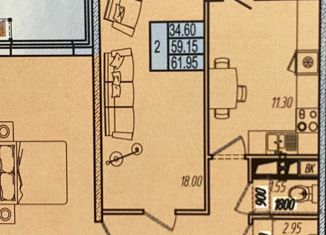 Продается 2-комнатная квартира, 62 м2, Анапа, ЖК Приоритет, улица Омелькова, 93