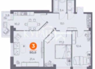 Продается 3-ком. квартира, 80 м2, Ростов-на-Дону, проспект 40-летия Победы, 63/17с4, ЖК Сокол Град