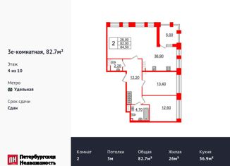 Продается двухкомнатная квартира, 82.7 м2, Санкт-Петербург, Выборгский район, Манчестерская улица, 5к1