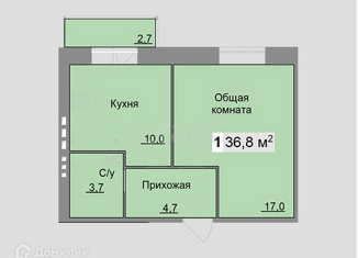 Однокомнатная квартира на продажу, 36.8 м2, деревня Варваровка, улица Володарского, 24А/1, ЖК Скуратово