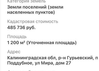 Продается земельный участок, 12 сот., посёлок Поддубное (Новомосковское сельское поселение), Майская улица