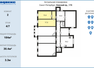 Комната на продажу, 184 м2, Санкт-Петербург, Невский проспект, 170, метро Площадь Александра Невского-2