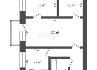 Продаю 2-ком. квартиру, 42.8 м2, Омск, Российская улица, 11