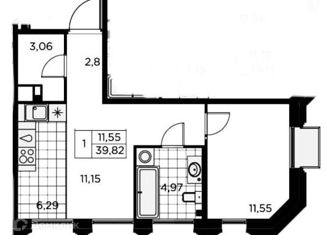 Продажа 1-ком. квартиры, 40 м2, Санкт-Петербург, Малоохтинский проспект, 8, Малоохтинский проспект