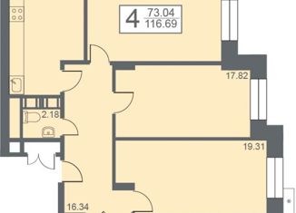Продам 4-ком. квартиру, 116.69 м2, село Засечное, Прибрежный бульвар, 1с6