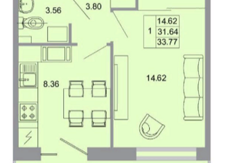 1-ком. квартира на продажу, 34 м2, поселок Бугры, ЖК Новые Горизонты, Гаражный проезд, 23к1
