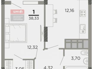 1-ком. квартира на продажу, 38.33 м2, Рязань, ЖК Мартовский, Совхозная улица, 6