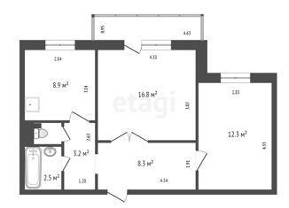 2-ком. квартира на продажу, 53.5 м2, Красноярск, Советский район, улица Водопьянова, 11Г