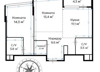Продажа двухкомнатной квартиры, 60.2 м2, Москва, район Нагатино-Садовники, Варшавское шоссе, 37Ак2
