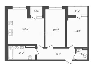 Продажа 2-комнатной квартиры, 61.8 м2, Краснодар, улица Западный Обход, 39/2к3, ЖК Самолёт