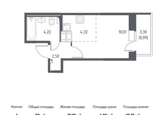 Продается квартира студия, 22 м2, Колпино, ЖК Новое Колпино, жилой комплекс Новое Колпино, к34