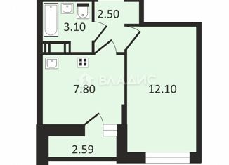Продажа 1-комнатной квартиры, 25.5 м2, Мурино, Воронцовский бульвар, ЖК Краски Лета