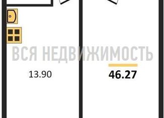 1-комнатная квартира на продажу, 46.27 м2, Воронеж, улица 9 Января, 233/40, ЖК Эверест