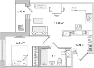 Продажа 1-комнатной квартиры, 38.4 м2, поселок Бугры, Тихая улица, 5к2