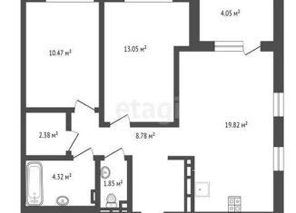 2-комнатная квартира на продажу, 62.69 м2, Тюмень, ЖК ДОК