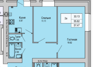 Продам 2-ком. квартиру, 56.6 м2, Йошкар-Ола, микрорайон Фестивальный, Западная улица, 17