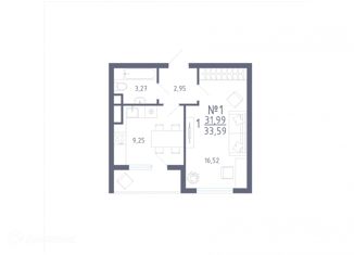 Продажа 1-комнатной квартиры, 33.59 м2, село Нежинка, Фестивальная улица, 27/1