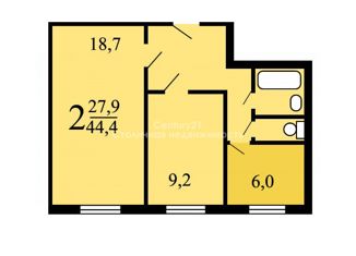 Продажа двухкомнатной квартиры, 44.4 м2, Москва, улица Лескова, 10А, метро Бибирево