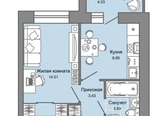 Продажа однокомнатной квартиры, 32.74 м2, Ульяновск, Железнодорожная улица, 14