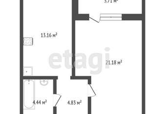 1-ком. квартира на продажу, 45.46 м2, Тюмень, улица Тимофея Кармацкого, 11, ЖК Ария